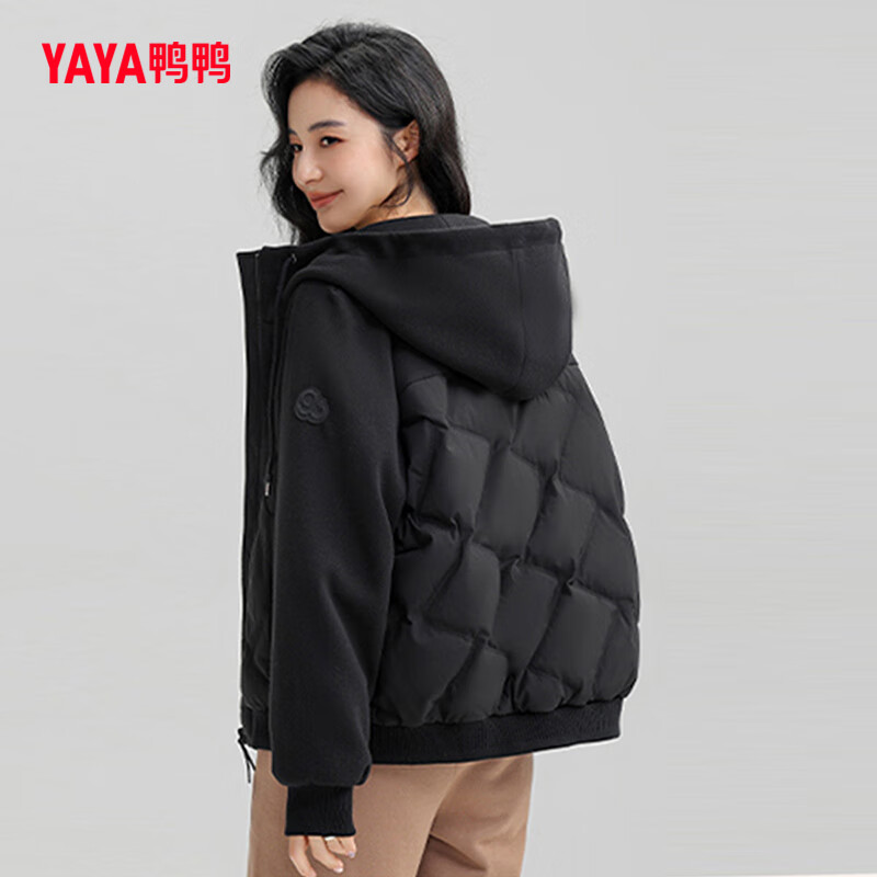 YAYA lightweight hooded short women's down jacket winter simple solid color women's fashion jacket