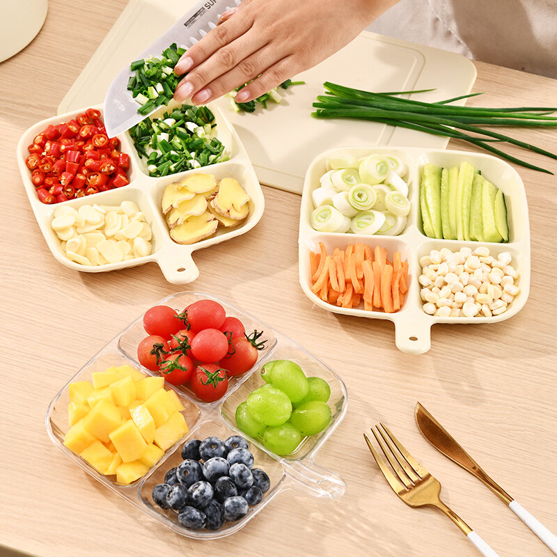 Baijie home-compartmented side dish ingredients green onion ginger garlic storage plate spit bone plate vinegar dish preparation plate 2 pieces