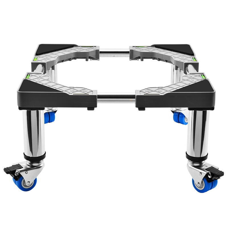 Washing machine base stainless steel heightened mobile tripod automatic drum adjustable stand refrigerator ice machine stand 4 feet (total shelf height 19-22cm) gray 25 round tube G15