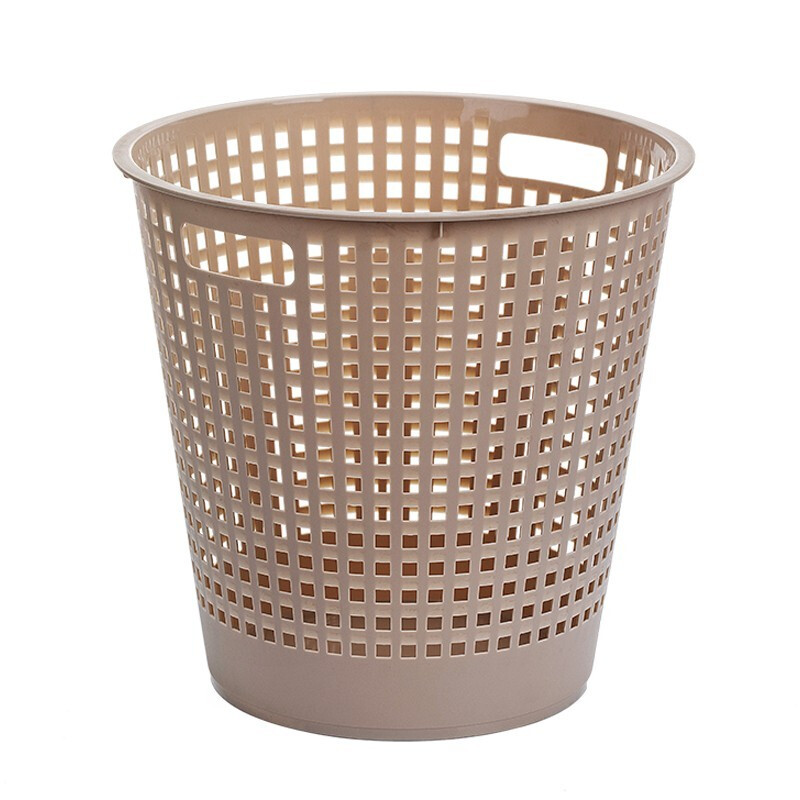 Camellia trash can household large and medium size waste paper basket dormitory trash basket living room bathroom toilet trash can large pink 1 piece without cover 8L