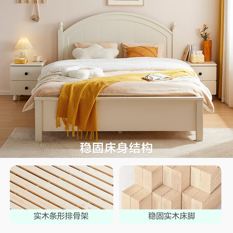 Lin's Home Children's Bed Girls Princess Bed Single Bed Children's Bed Boy Simple Storage Children's Room Furniture LS236A1 All solid wood ribbed high bed 1.5mx2m single bed