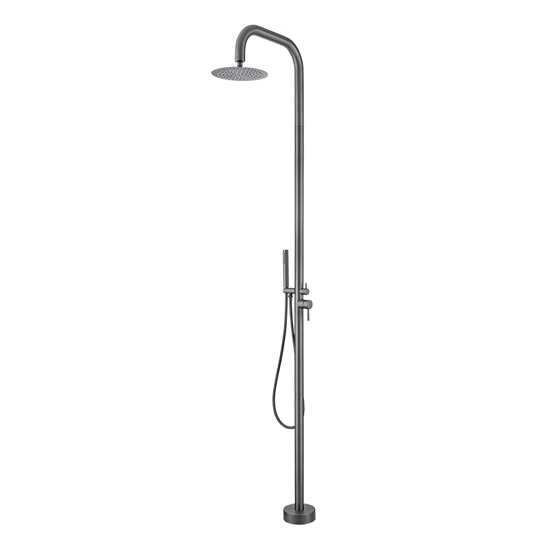 Lehaude 304 stainless steel thickened beach outdoor floor-standing gun gray shower set bathing pool hot and cold nozzle gray