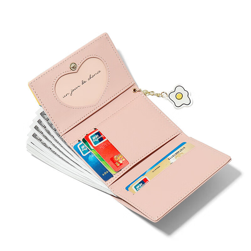 BEMINGWAY2025 short wallet female cute children girls students ins thin girl wallet girly heart Korea pink Y8608