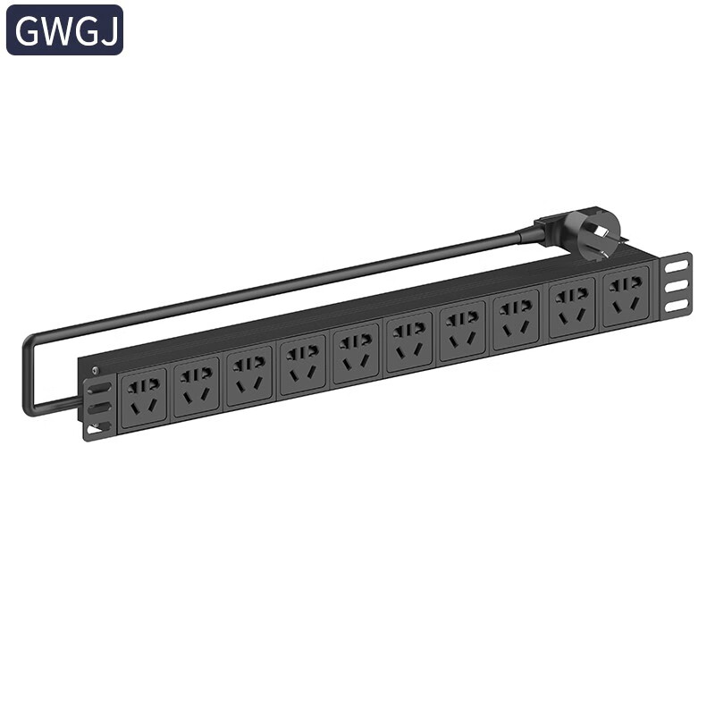 GWGJ PDU cabinet socket 10 positions 10A1U19 inches aluminum alloy power strip terminal block 3*1.5 2 meters cable with 10A plug