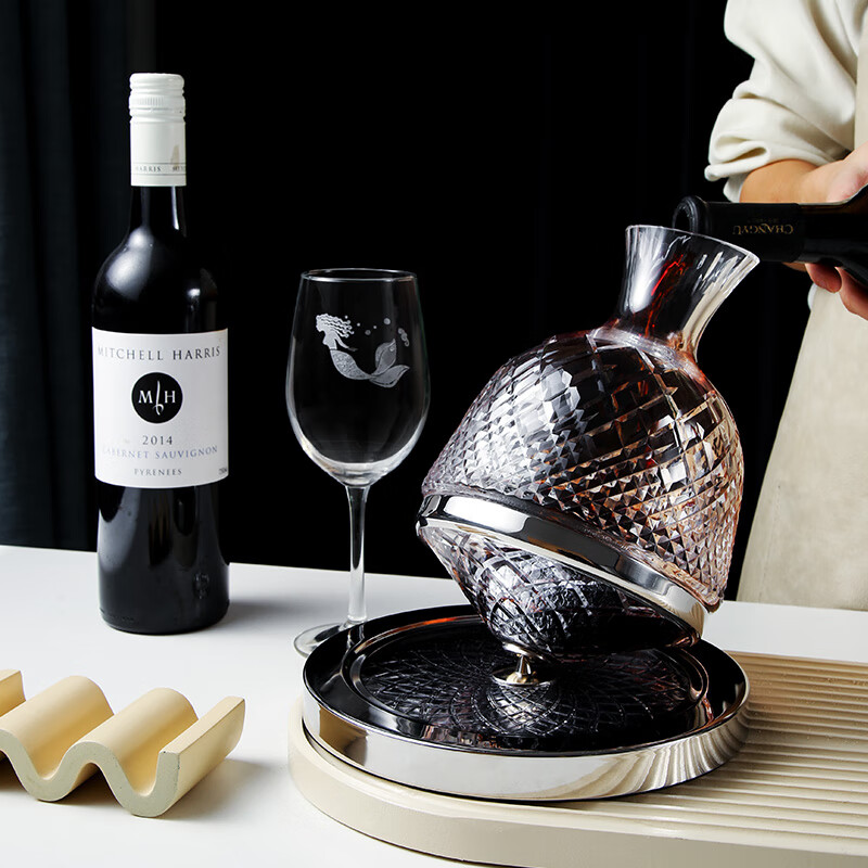 VINOS red wine decanter household high-end crystal glass rotating tumbler gyro decanter red wine divider wine set engraved red wine decanter gift box 1500ml
