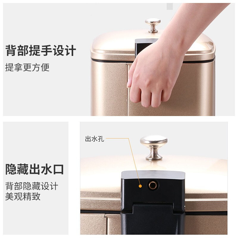 Difan tea bucket tea trash can stainless steel thickened filter residue drainage bucket with handle and lid office commercial wholesale 30L sand steel silver tea bucket open style