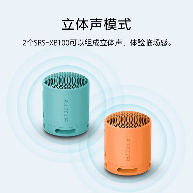 Sony (SONY) SRS-XB100 Wireless Bluetooth Speaker Mini Portable Audio Outdoor Subwoofer Heavy Bass 16 Hours Battery Life IP67 Waterproof and Dustproof Gift for Boyfriend, Girlfriend and Student Gray