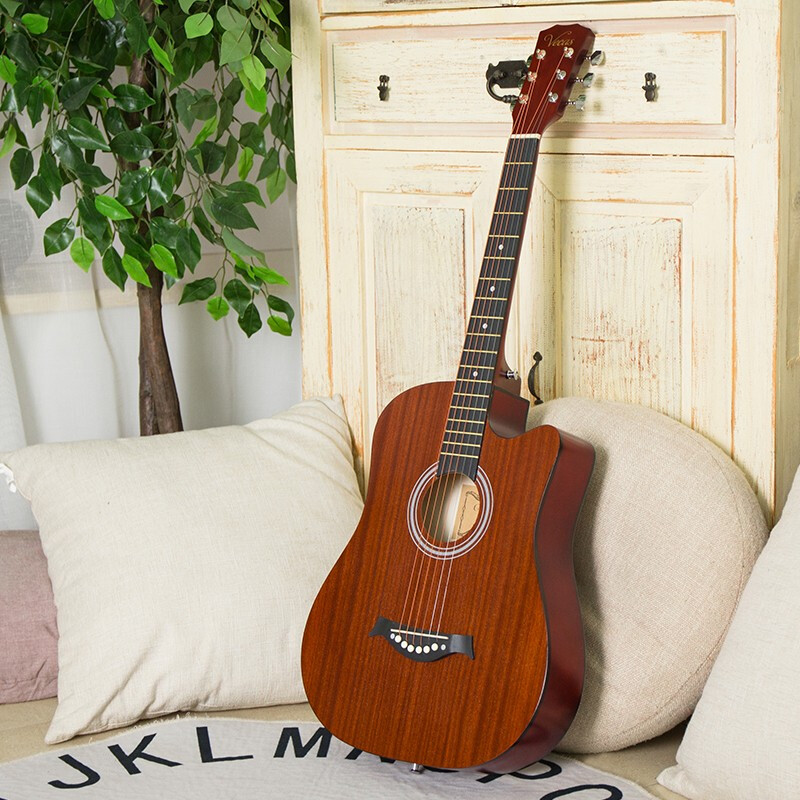 WEIKASI folk guitar beginners acoustic guitar veneer beginners entry practice guitar guitar student male and female musical instrument 38-inch Sapele + gift bag recommended for beginners