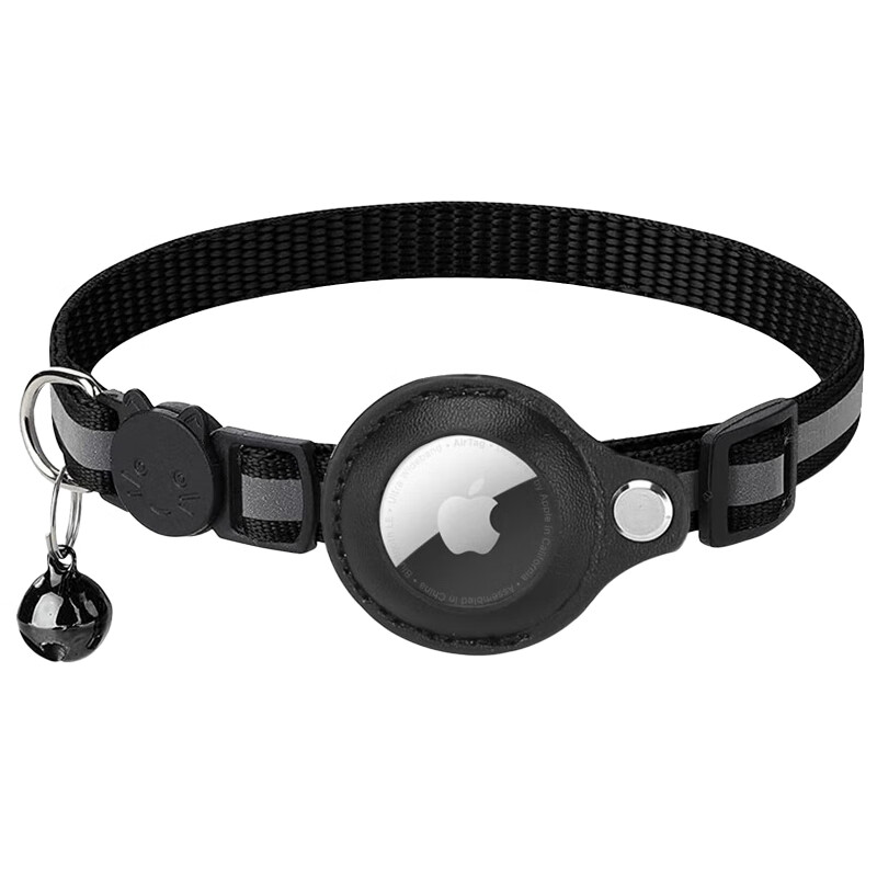 ESCASE applicable airtag protective cover pet collar Apple AppleTag anti-lost pet positioning collar cat reflective bell collar black