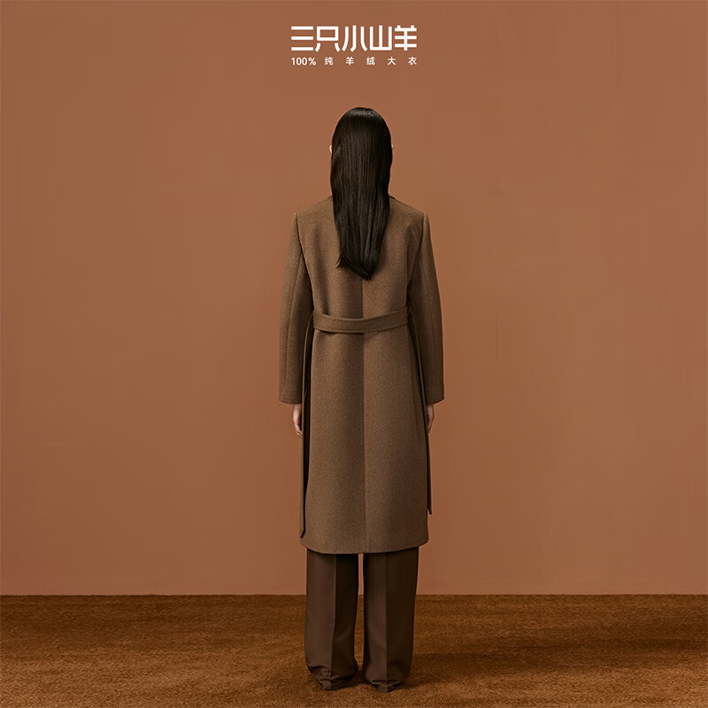 Three Little Goats Latte Brown Wilderness Maillard Style Autumn and Winter Thickened Lined 100 Pure Cashmere Women's Coat Latte Brown XL