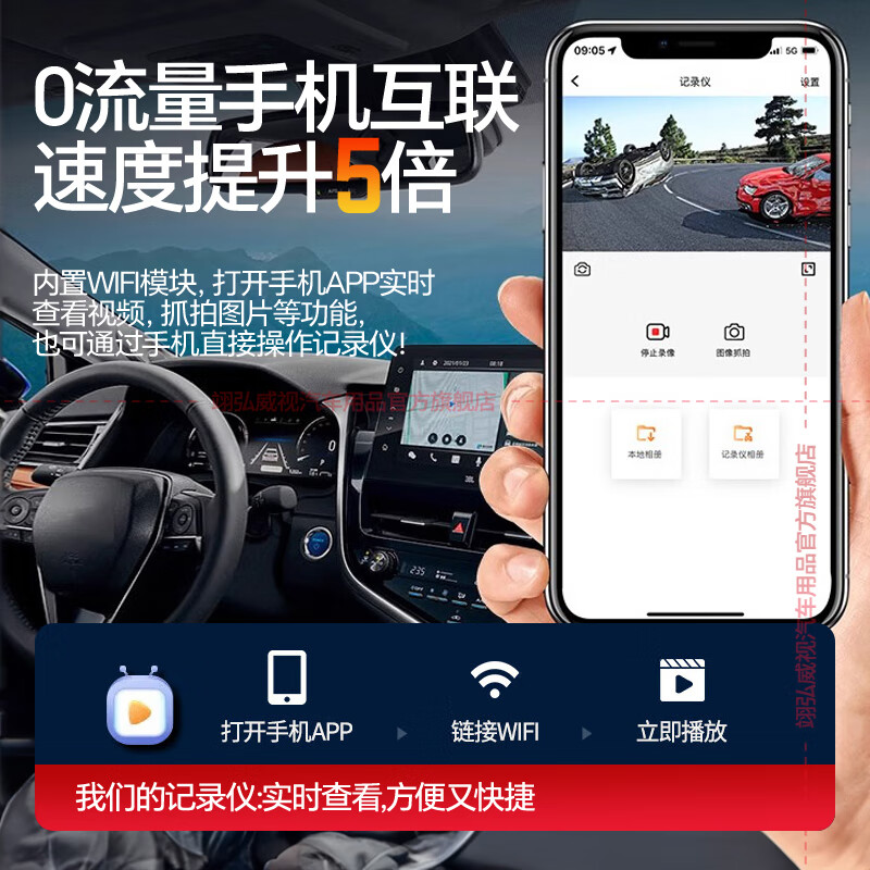 Yihongweishi BMW 5 series 3 series 7 series 1 series x1x3x4x5x7 525/320li special driving recorder original factory no wiring single recording 1k+1080P+64G card style no wiring/fuse box/OBD (no voice control)