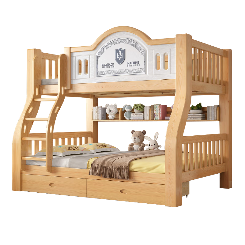 St. Burton free installation children's bunk bed solid wood high and low bed bunk bed bunk bed two-layer wooden bed double bed ladder cabinet + bookshelf + double drawer + mattress upper 130 lower 150