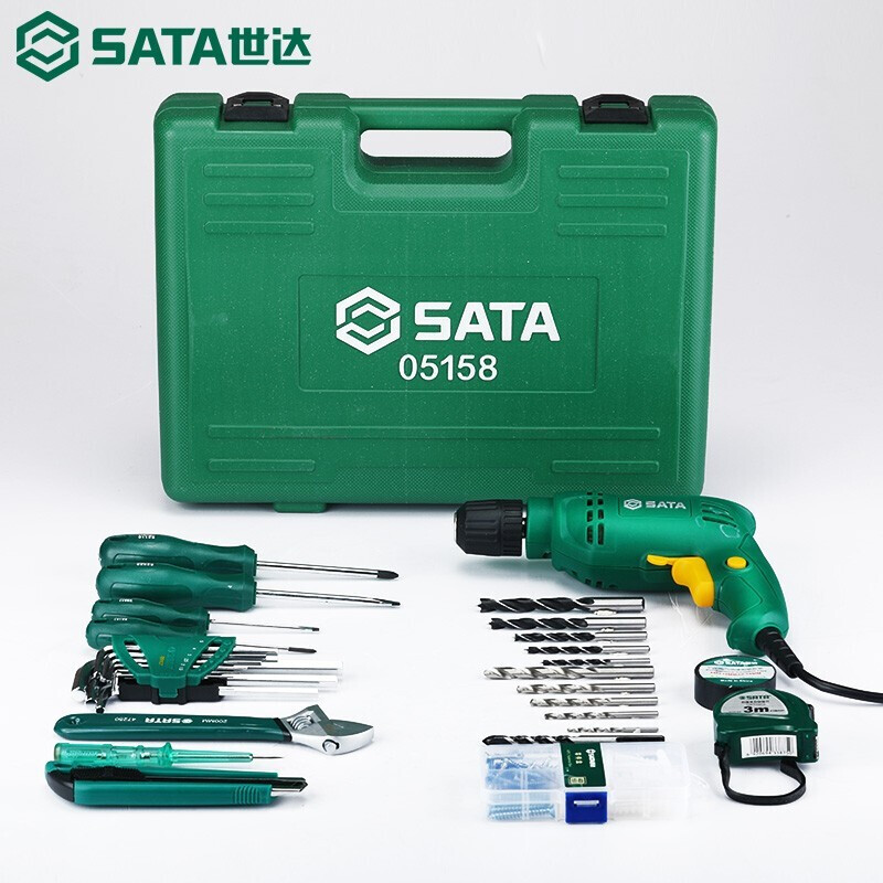 SATA tool set 35 pieces construction home improvement hand drill electric screwdriver tool box set 05158 05158