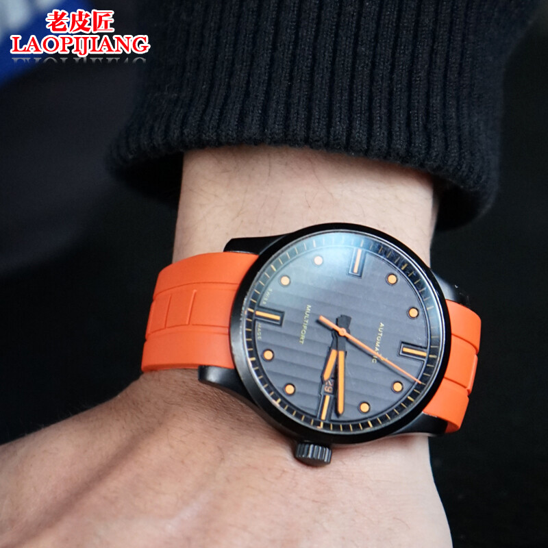 Suitable for Mido watch strap Mido helmsman M005 watch strap Citizen Air Eagle silicone rubber watch strap male 22 23mm black-steel buckle 22mm