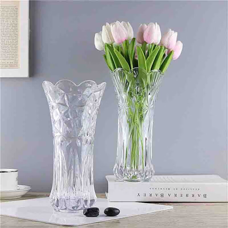 Stone tree rich bamboo vase transparent glass vase large hydroponic lily dried flower arrangement living room decoration 30 thick crystal cabbage