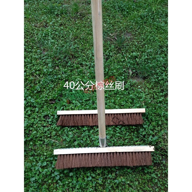 Industrial broom, long wooden handle, brown bristle floor brush, bristle floor brush, concrete car wash brush, industrial brush, textile sweeping, 60 cm complete set