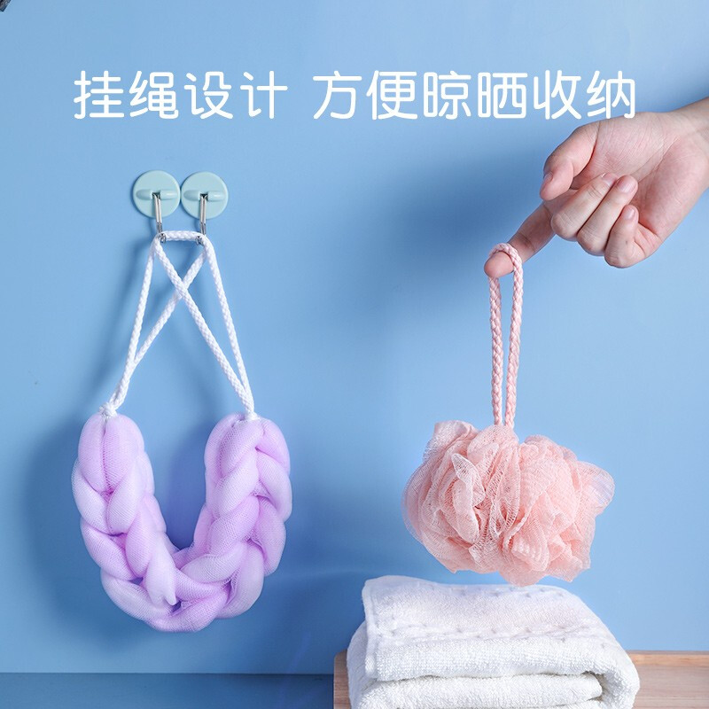 Camellia (CHAHUA) bath ball flower dense foam bath rub back bath flower bath towel non-loose bath ball bath bar 1 piece bath bar white blue