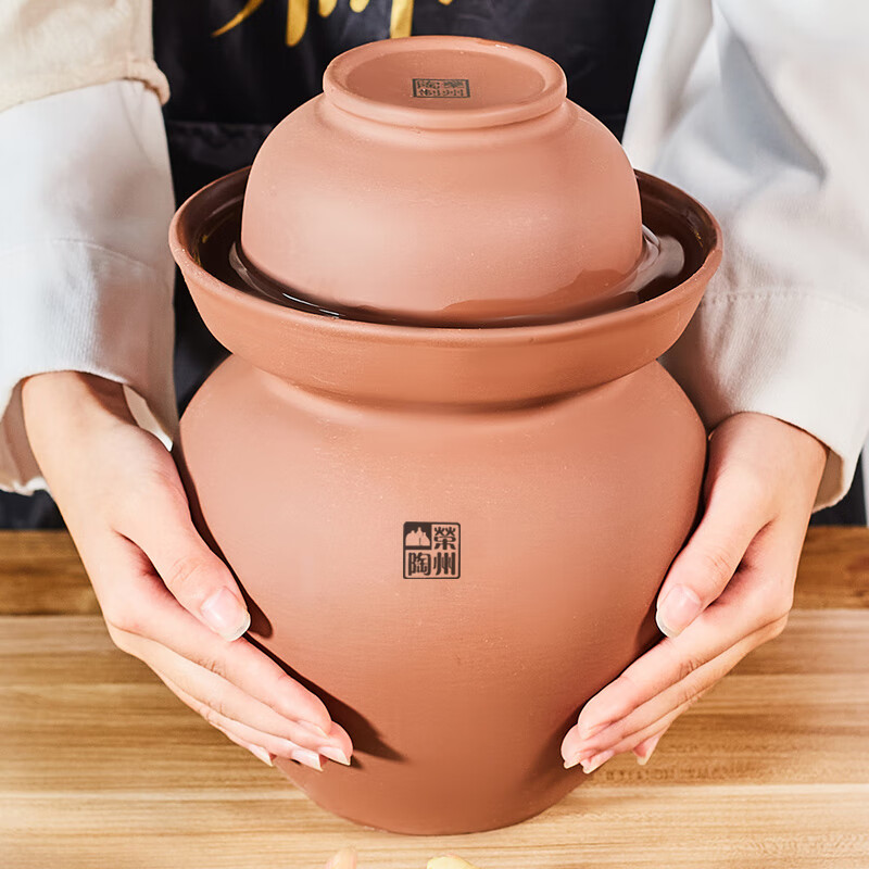 Rongzhou pottery unglazed Sichuan pickle jar thickened household old-fashioned Rongxian earthenware pickle jar ceramic jar 25 15 catties unglazed pickle jar (with inner lid) 1 piece 15L