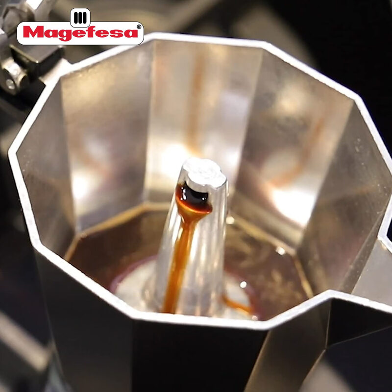 MAGEFESA Moka pot, 3-cup espresso pot, thickened aluminum, anti-scalding handle, universal for gas and electric stoves