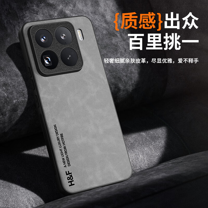 95% new, suitable for Xiaomi Mi 15pro mobile phone case, Xiaomi Mi 15Pro protective cover, upgraded skin texture, lambskin frosted lens, all-inclusive personalized silicone for men and women - smoke gray