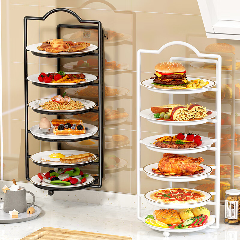 All racks, trays, leftovers, plates, storage racks, side dish preparation, storage racks, dish racks, hot pot kitchen shelves, multi-functional multi-layer white six-layer