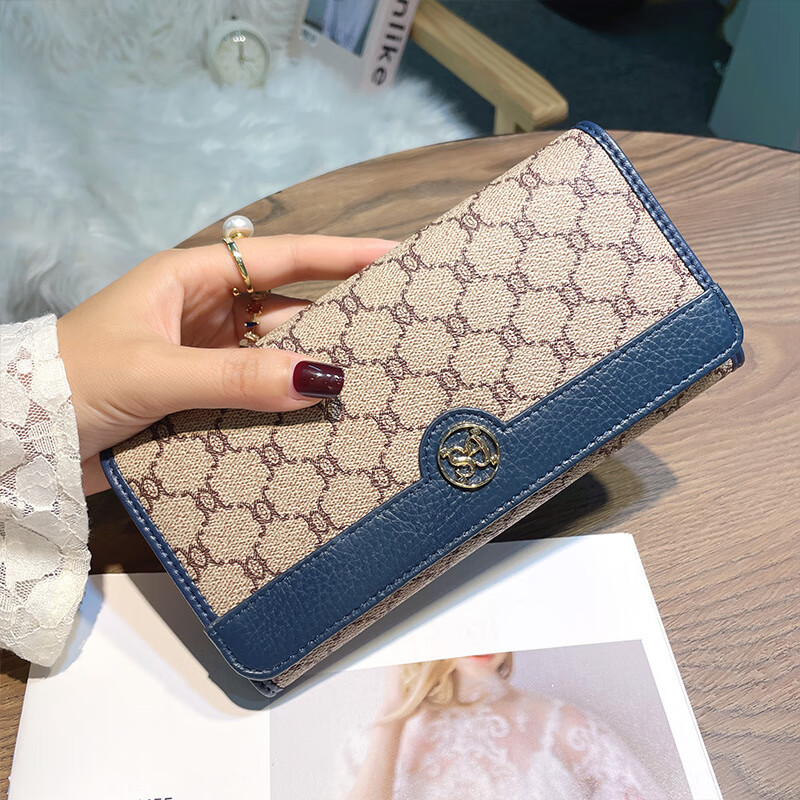 Kuqi Kangaroo (KUQIDAISHU) New Year's Eve Fashion Women's Wallet Women's Long Women's Wallet Two-fold Genuine Leather Multi-Card Slot Card Holder Women's Wallet Apricot