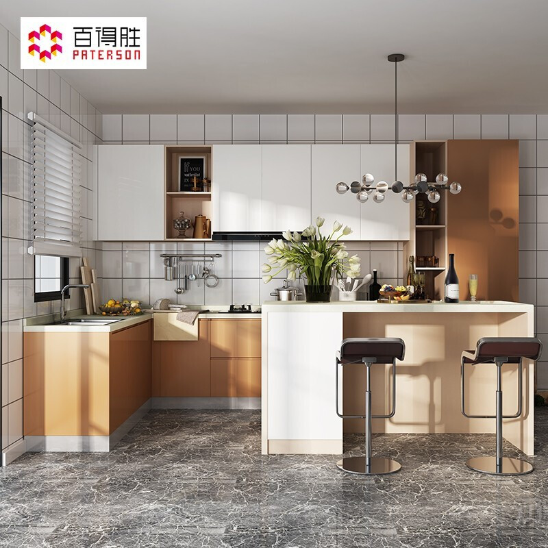 Baidusheng integrated cabinet customization, modern minimalist kitchen cabinets, kitchen decoration, wall cabinets and floor cabinets, custom-made Jensen series cabinets. Consult customer service to receive a star basin + faucet + drawer 3-meter base cabinet + 3-meter countertop + 1-meter wall cabinet