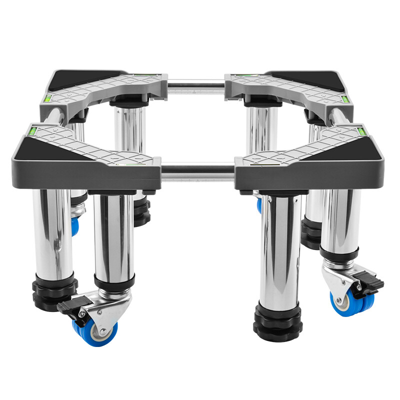 Washing machine base stainless steel heightened mobile tripod automatic drum adjustable stand refrigerator ice machine stand 4 feet (total shelf height 19-22cm) gray 25 round tube G15