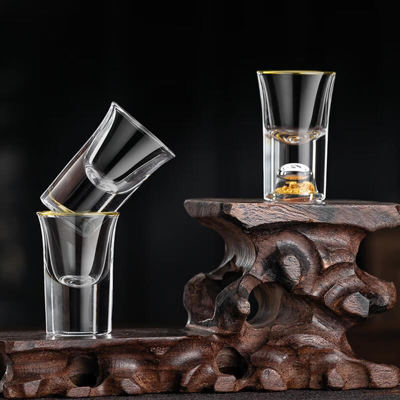 German imported high-quality white wine cup 2 liang wine set glass 2 liang white wine household Chinese style bullet cup high-end high-end wine set gold foil wine dispenser 100ml 10 pieces gold foil gold edge white