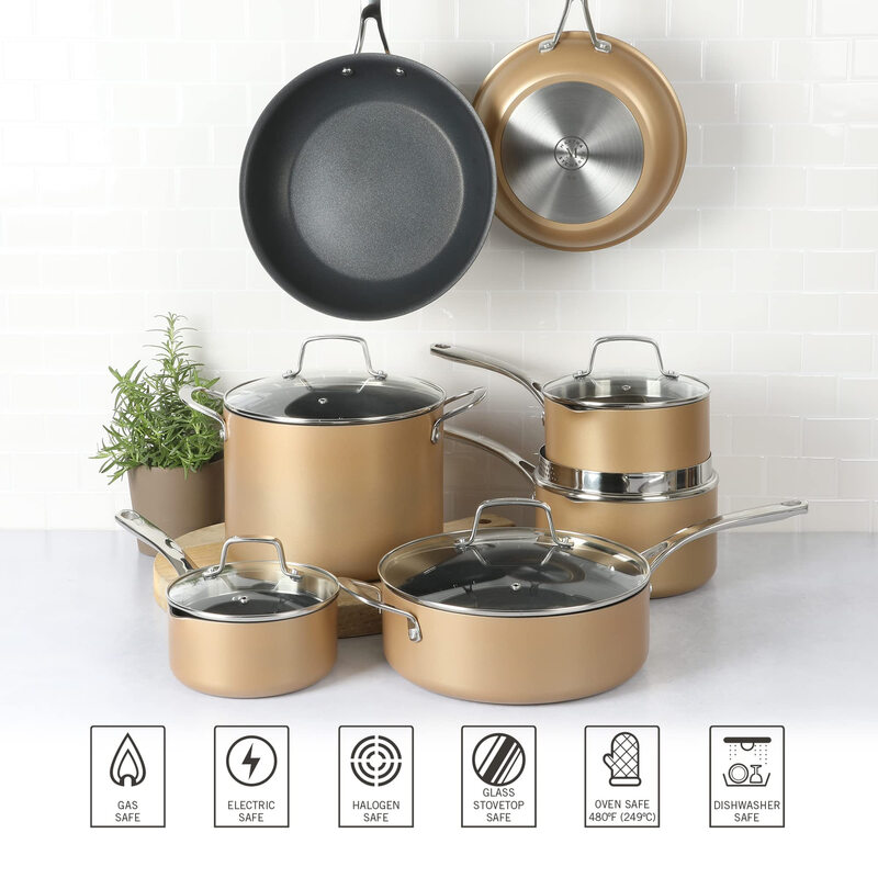 Martha Stewart 12-Piece Aluminum Hard Anodized Nonstick Cookware Set Induction* Copper
