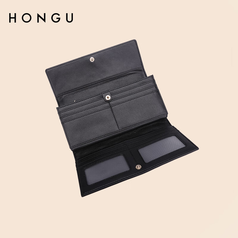 Honggu Wallet Women's Cowhide Long Wallet Tri-fold Multifunctional Diamond Clutch New Year's Birthday Gift
