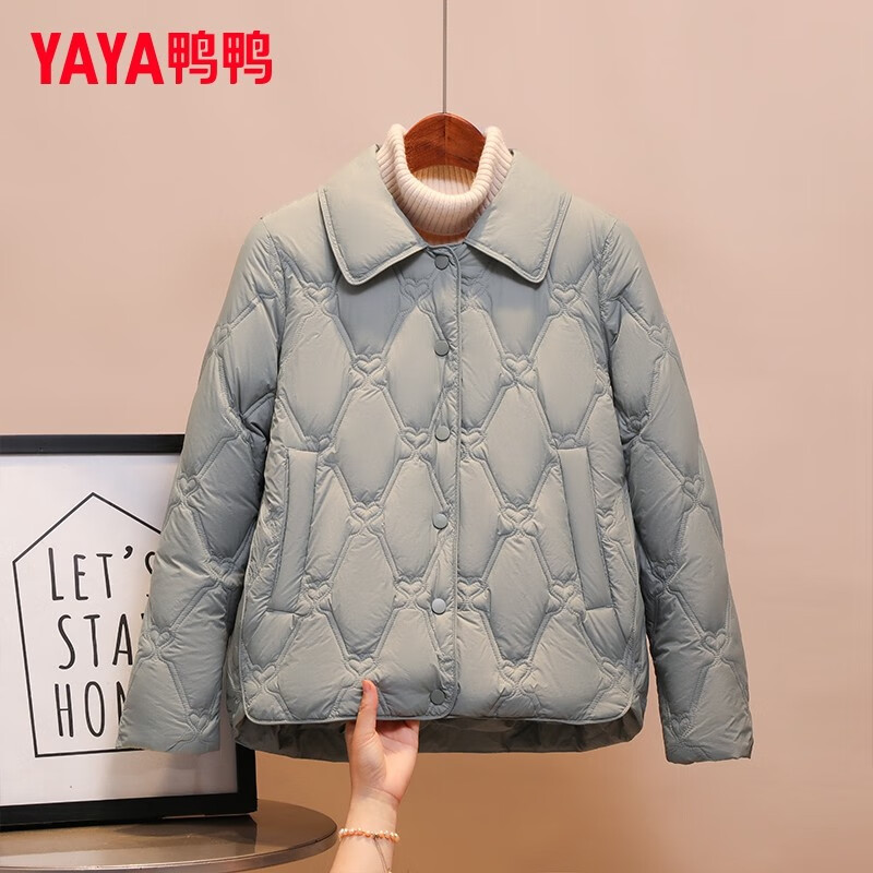 YAYA (YAYA) lightweight down jacket for women short style autumn and winter new style versatile fashionable casual small and fragrant rib jacket light beige M