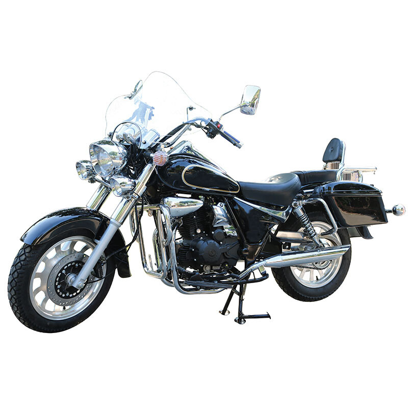 Storm Prince Motorcycle Prince Heavy Duty Motorcycle Can Be Licensed 200 Long Distance Rider Motorcycle Boulevard Glider Retro Street Car Rebel Matte Black Brand New 200 Air Cooling + Disc Brake + Saddlebags + 15 Upgrades