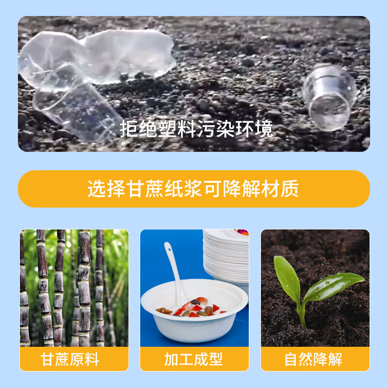 SHUANG YU disposable bowl 230ml*50 thick paper bowls biodegradable small soup bowls hot pot bowls picnic wash-free dinner bowls and plates