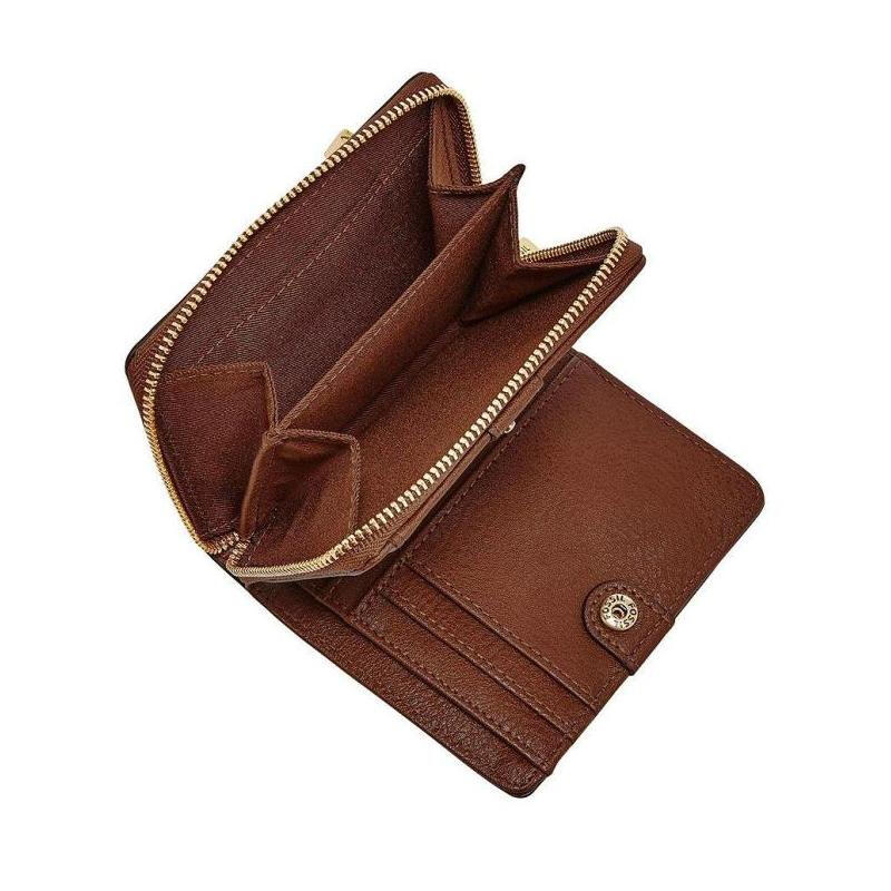 Fossil/Fossil women's wallet bi-fold zipper leather business portable daily 5783932 luxury fashion brand Brown