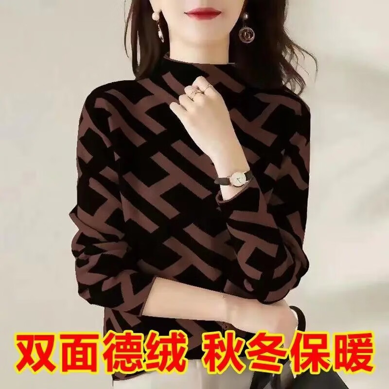 Wonderful beauty double-sided German velvet half-high collar temperament small fragrance bottoming shirt for women 2025 winter new Korean style high-end tops for women, foreign style, white H, German velvet warm L, recommended 100-110 pounds