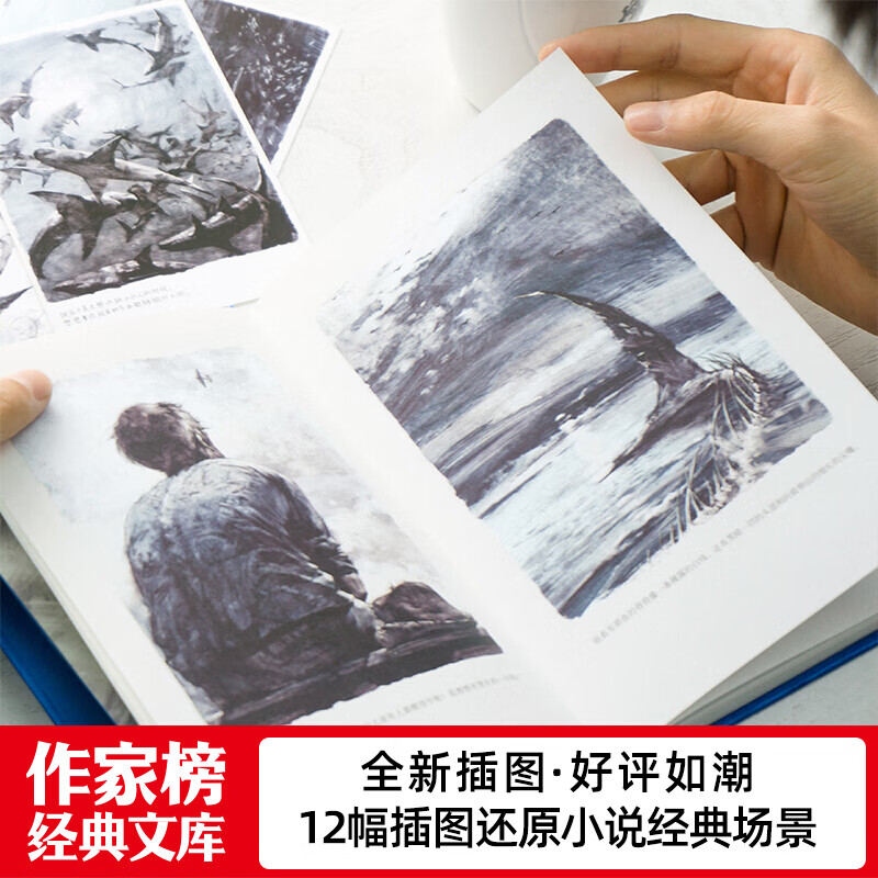 The Old Man and the Sea Chinese Hardcover Unabridged Illustrated Edition Writer's List Hemingway's Classic Novel