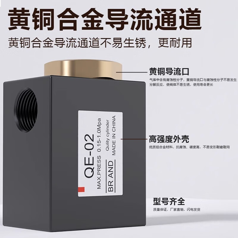 Jie Gong Quick Exhaust Valve Pneumatic Components Quick Exhaust Valve Bleed Complete Set QE-02/QE-03/QE-04 Cylinder Emergency Exhaust Valve QE-04