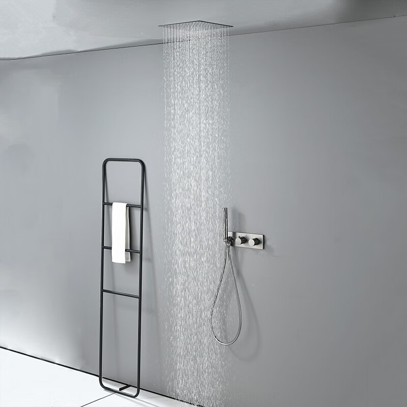 Hansgrohe concealed wall-mounted constant temperature canopy shower black embedded hidden pre-embedded ceiling shower set brushed gold (top spray 30X30cm)