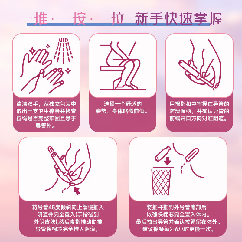 Johnson Tampon Catheter Tampon Novice Easy-to-use Leakproof Waterproof Swimming Sports Menstrual Antibacterial Cleaning Mixed Pack 6*2 Boxes