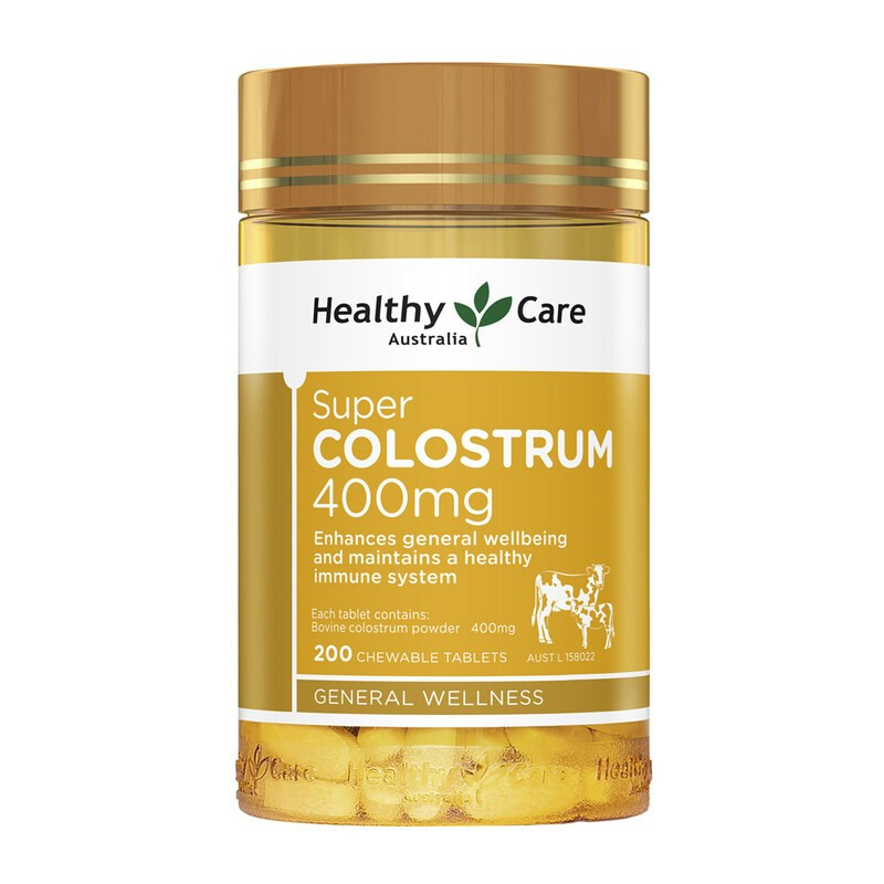 HealthyCare colostrum chewable tablets, milk tablets for children and adolescents, calcium tablets rich in immunoglobulin to enhance immunity 200 tablets imported from Australia, 2 cans