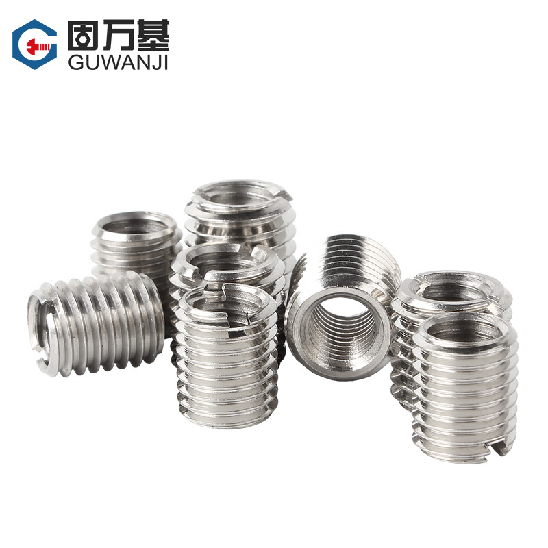 Guwanji 304 stainless steel self-tapping screw sleeve slotted thread sheath internal and external thread nut thread conversion brace screw sleeve M8*1.25*M10*1.5*12L 2 pieces