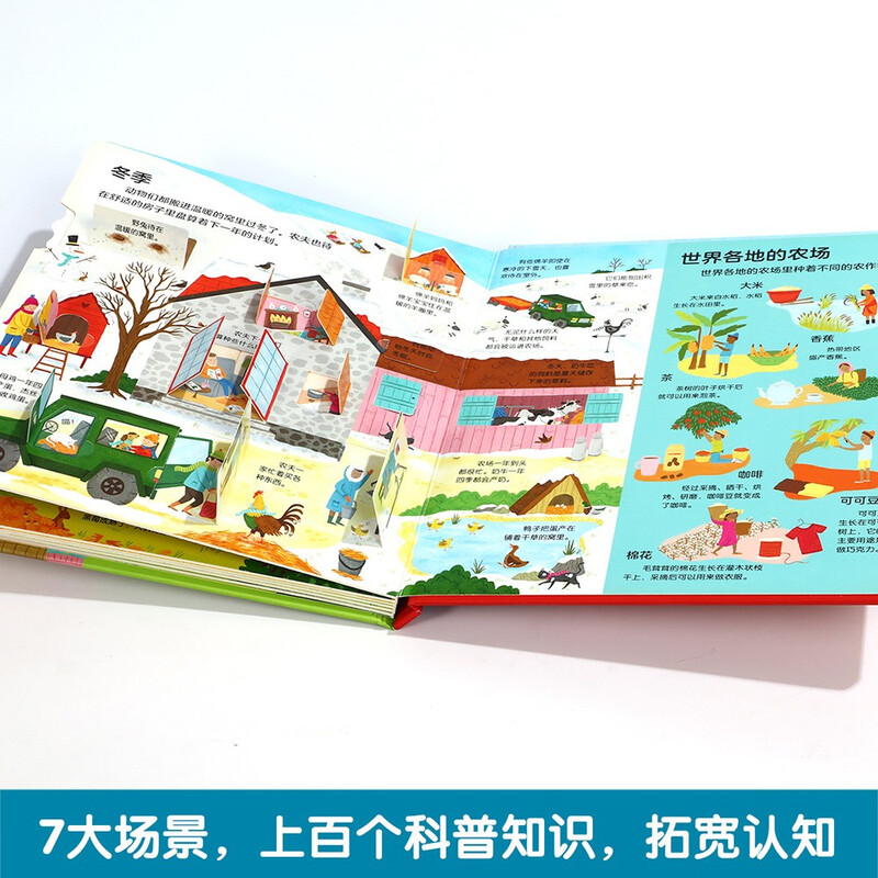 18 yuan off for purchases over 87. Secret Farm (2-4 years old, secret version of popular science flip book for young children) double-layer flip + pull folding design, fun children's book, toddler enlightenment three-dimensional book
