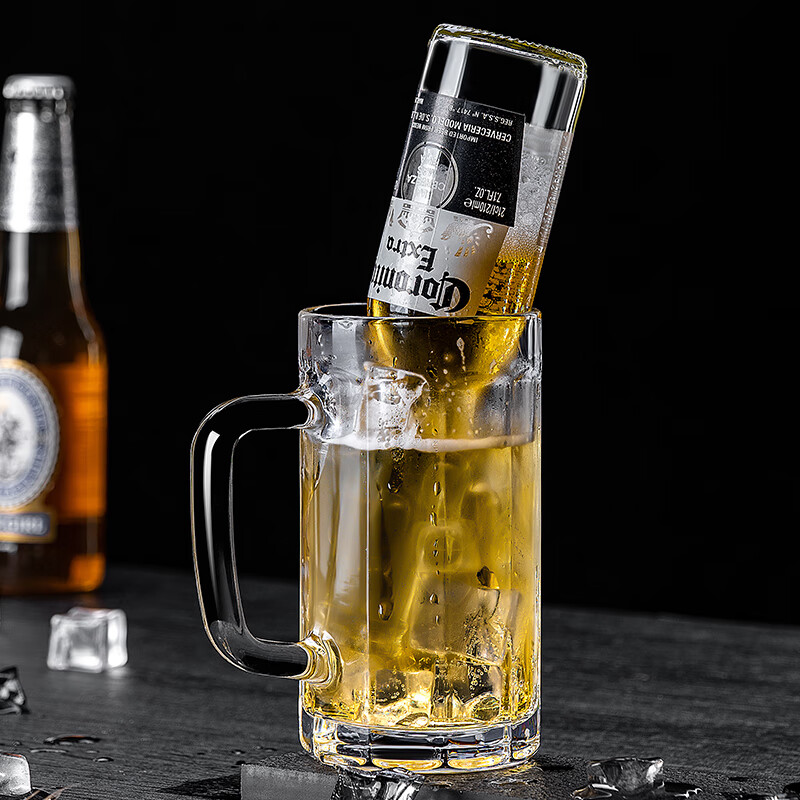 De Gust beer mug thickened with handle draft beer mug bar restaurant large capacity tea cup cold water glass juice cup pineapple cup thickened large capacity 290ml 6 pieces