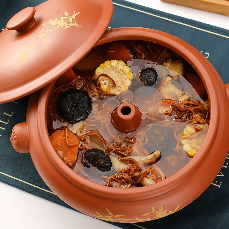 Steam pot chicken steam pot special bottom pot Yunnan Jianshui steam pot hotel commercial health purple clay soup pot household steamer 304 stainless steel compound bottom bottom pot 1 layer 1cm