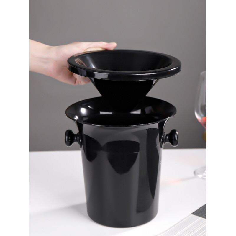 Jiaside plastic spit bucket red wine bucket champagne bucket blind tasting bucket ice bucket ice grain black wine party small wine bucket black large spit bucket-3L