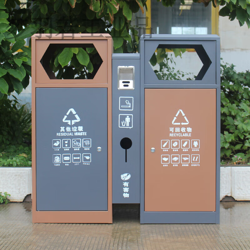 Outdoor scenic trash cans, stainless steel classification, large peel bins, commercial park community outdoor sanitation trash bins, galvanized sheet double classification A