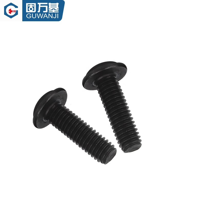 Guwanji black 304 stainless steel round head screws with pads, pan head semi-round head screws, cross recessed bolts, 304 black M4x5x8 (50 pieces)