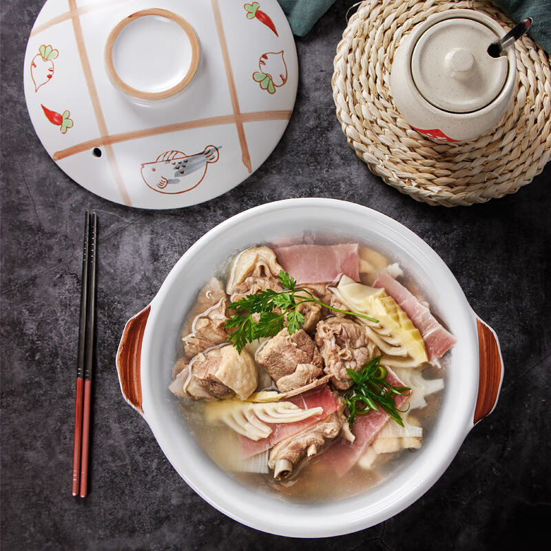 NUOLIKES ceramic alcohol stove casserole household high temperature resistant soup pot clay pot rice stew stew meat shallow pot dry-fired ceramic pot shallow pot + three-legged alcohol stove 10 inches