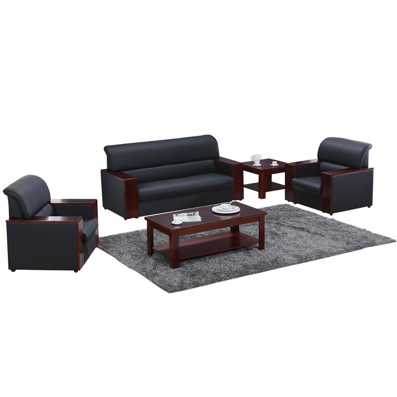 Chain Worker Simple Modern Office Sofa Reception Room Reception Sofa Reception Area Three-Seater Single-Seater Sofa Coffee Table Combination Black Xipi Three-Seater